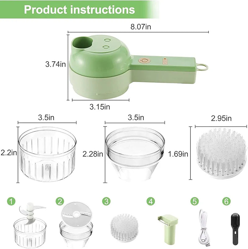 4 in 1 Portable Electric Vegetable Cutter Set