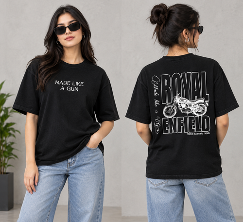 ROYAL ENFIELD CUSTOM PRINTED OVER-SIZED TEE