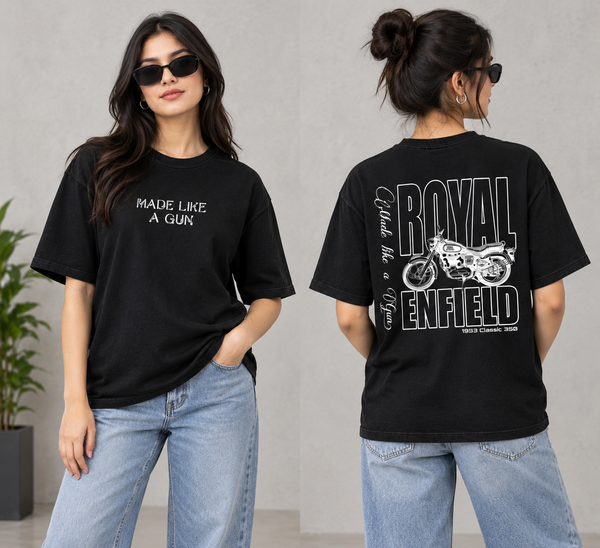 ROYAL ENFIELD CUSTOM PRINTED OVER-SIZED TEE
